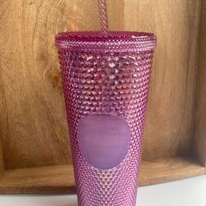 Disneyland Disney Pink Sparkly Starbucks Tumbler Venti with Lid and Straw